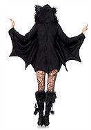 Female bat, costume dress, faux fur, front zipper, ears